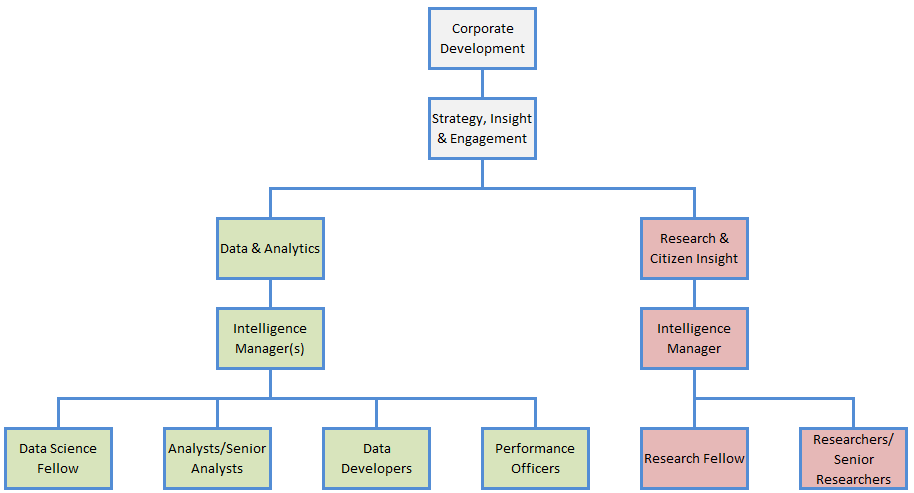 a visual of the organisation structure for our teams