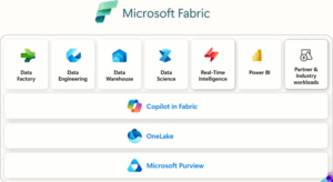 Picture of Microsoft Fabris homepage, listing all software features